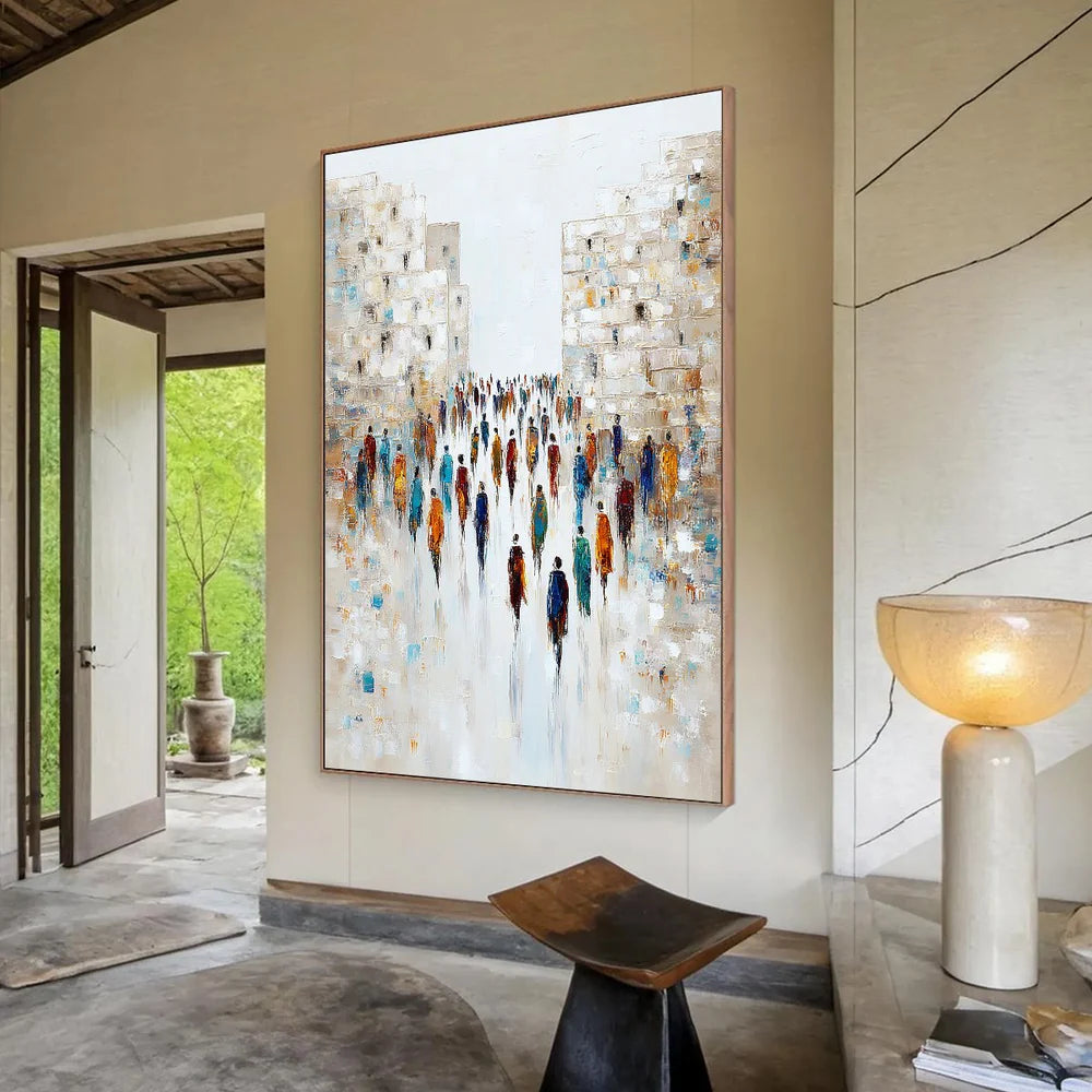 Abstract City Crowd Oil Painting #AB672