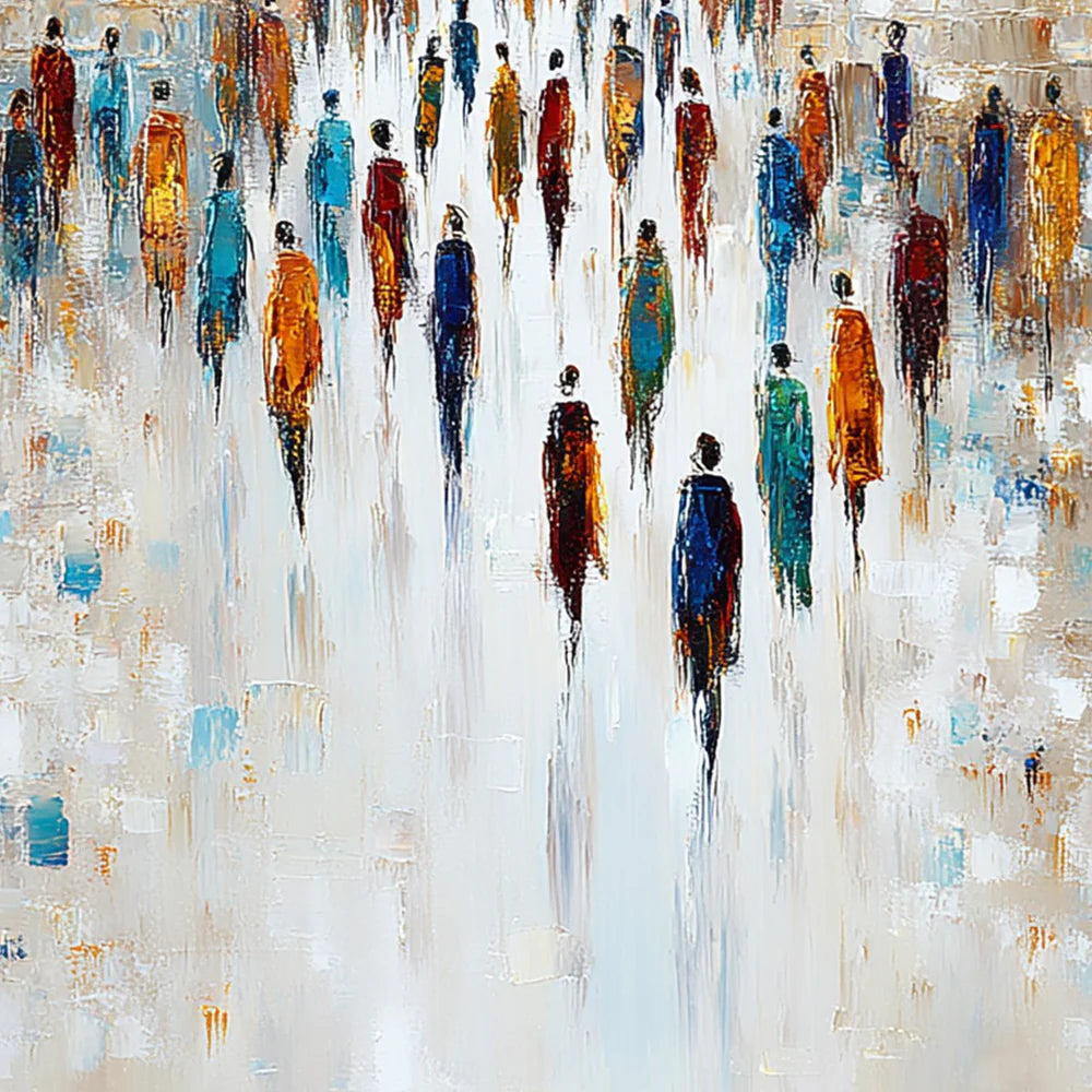 Abstract City Crowd Oil Painting #AB672