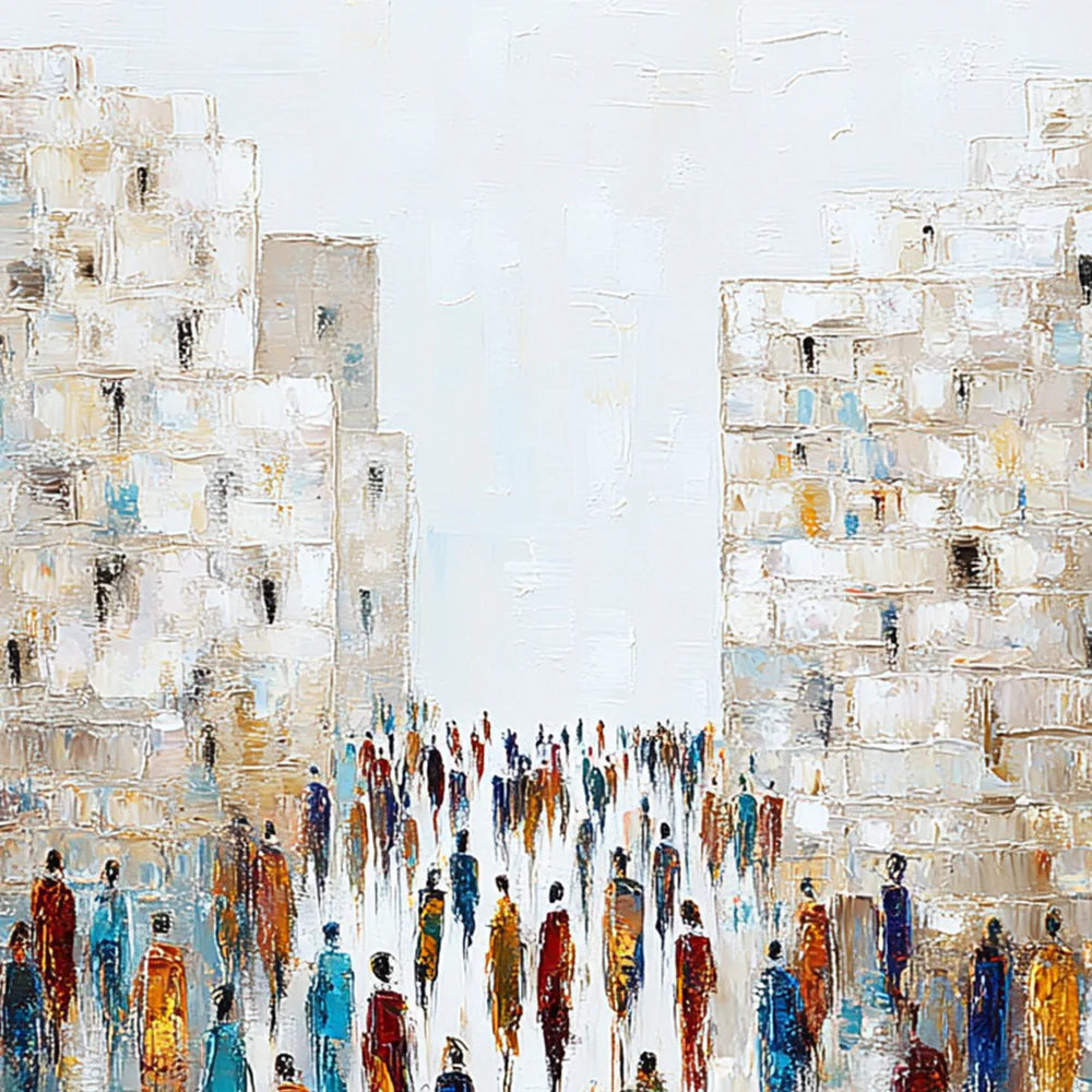 Abstract City Crowd Oil Painting #AB672