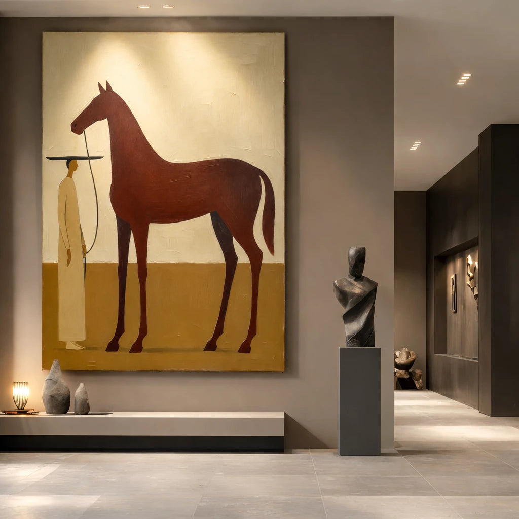 Minimalist Horse & Figure Wall Art #AB561