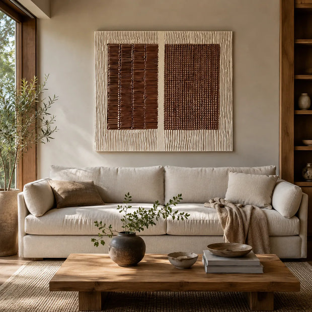Earthen Rhythm — Brown & Cream 3D Textured Wabi Sabi Abstract Painting #JOK6OAOL