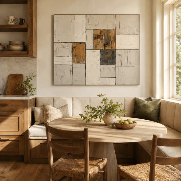 Quiet Architecture — Neutral Geometric Textured Wabi Sabi Abstract Painting #XAA4QKAD