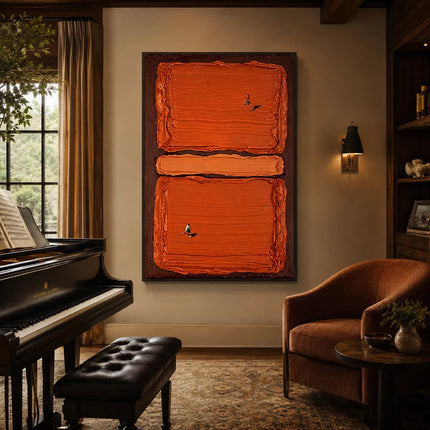 Ember Passage — Orange Textured Abstract Wall Art #4LNL973Z