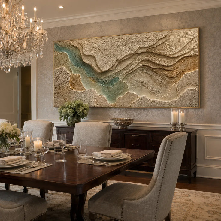 Beige & Sage Textured Wall Art for Living Room, Organic Wabi Sabi Abstract Painting #AA8J7O43