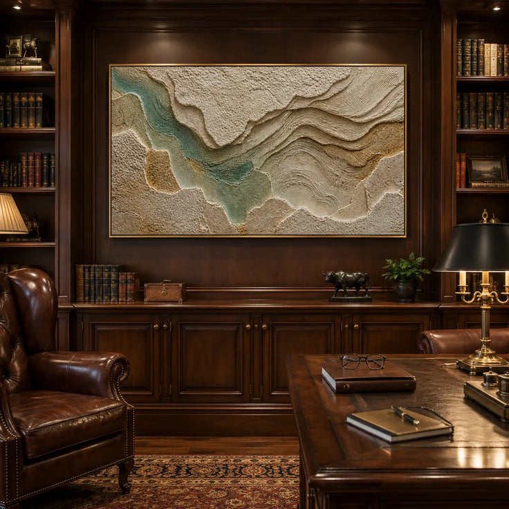 Beige & Sage Textured Wall Art for Living Room, Organic Wabi Sabi Abstract Painting #AA8J7O43