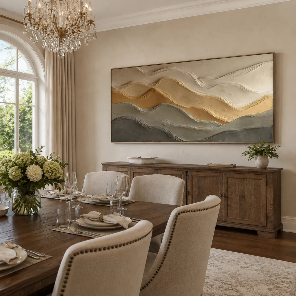 Beige Textured Wall Art for Living Room, Warm Wabi Sabi Abstract Landscape Painting #XHJVAZGO
