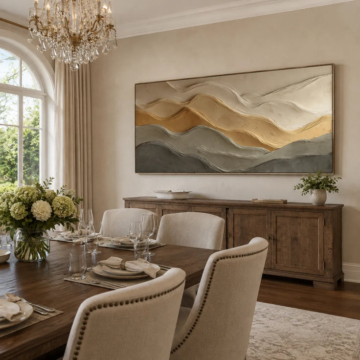 Beige Textured Wall Art for Living Room, Warm Wabi Sabi Abstract Landscape Painting #XHJVAZGO