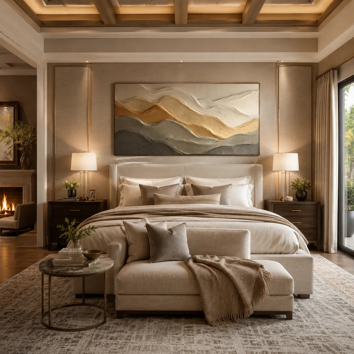 Beige Textured Wall Art for Living Room, Warm Wabi Sabi Abstract Landscape Painting #XHJVAZGO