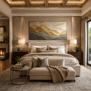Beige Textured Wall Art for Living Room, Warm Wabi Sabi Abstract Landscape Painting #XHJVAZGO