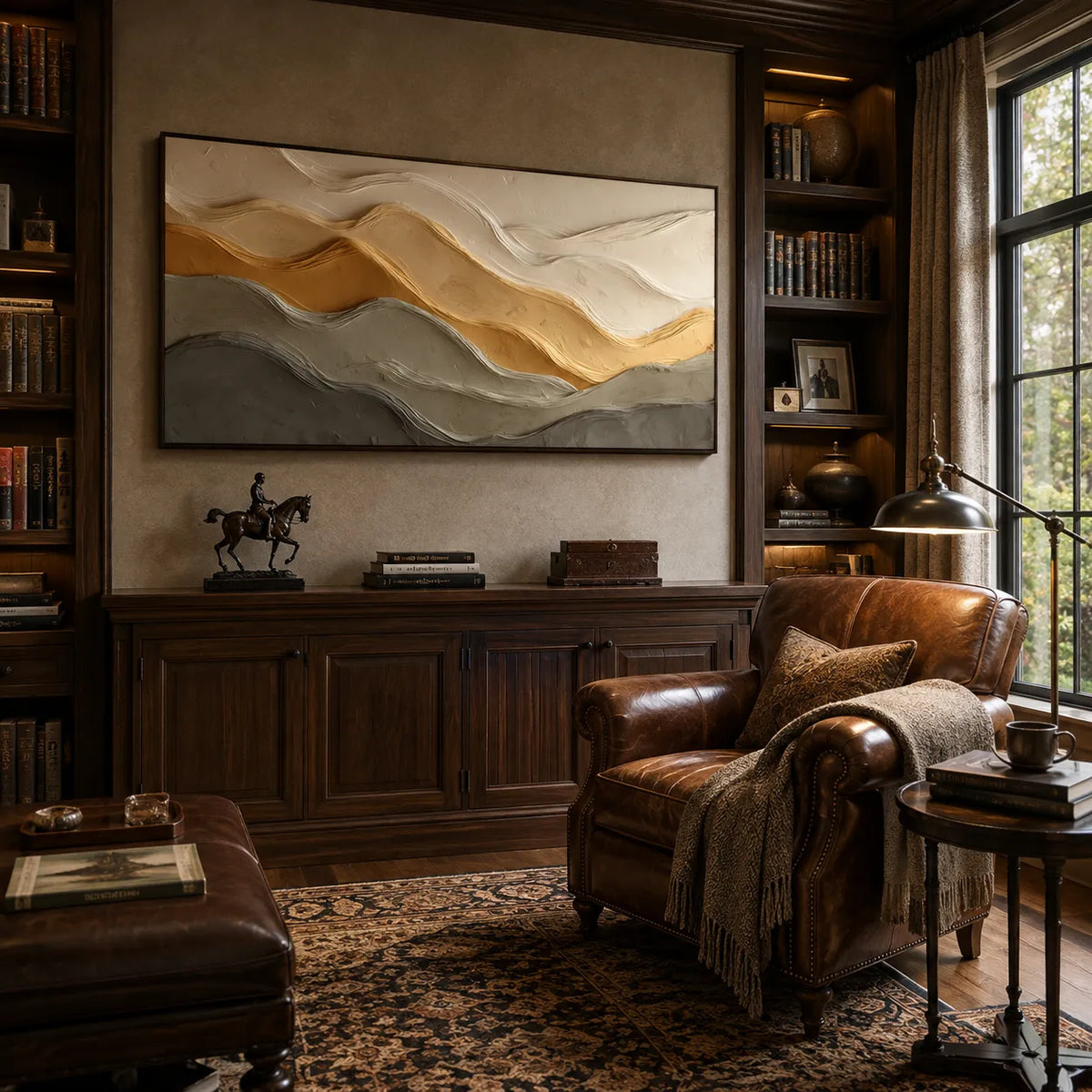 Beige Textured Wall Art for Living Room, Warm Wabi Sabi Abstract Landscape Painting #XHJVAZGO