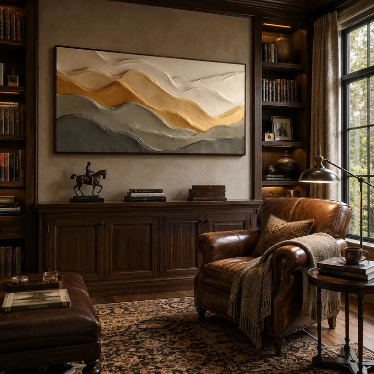 Beige Textured Wall Art for Living Room, Warm Wabi Sabi Abstract Landscape Painting #XHJVAZGO