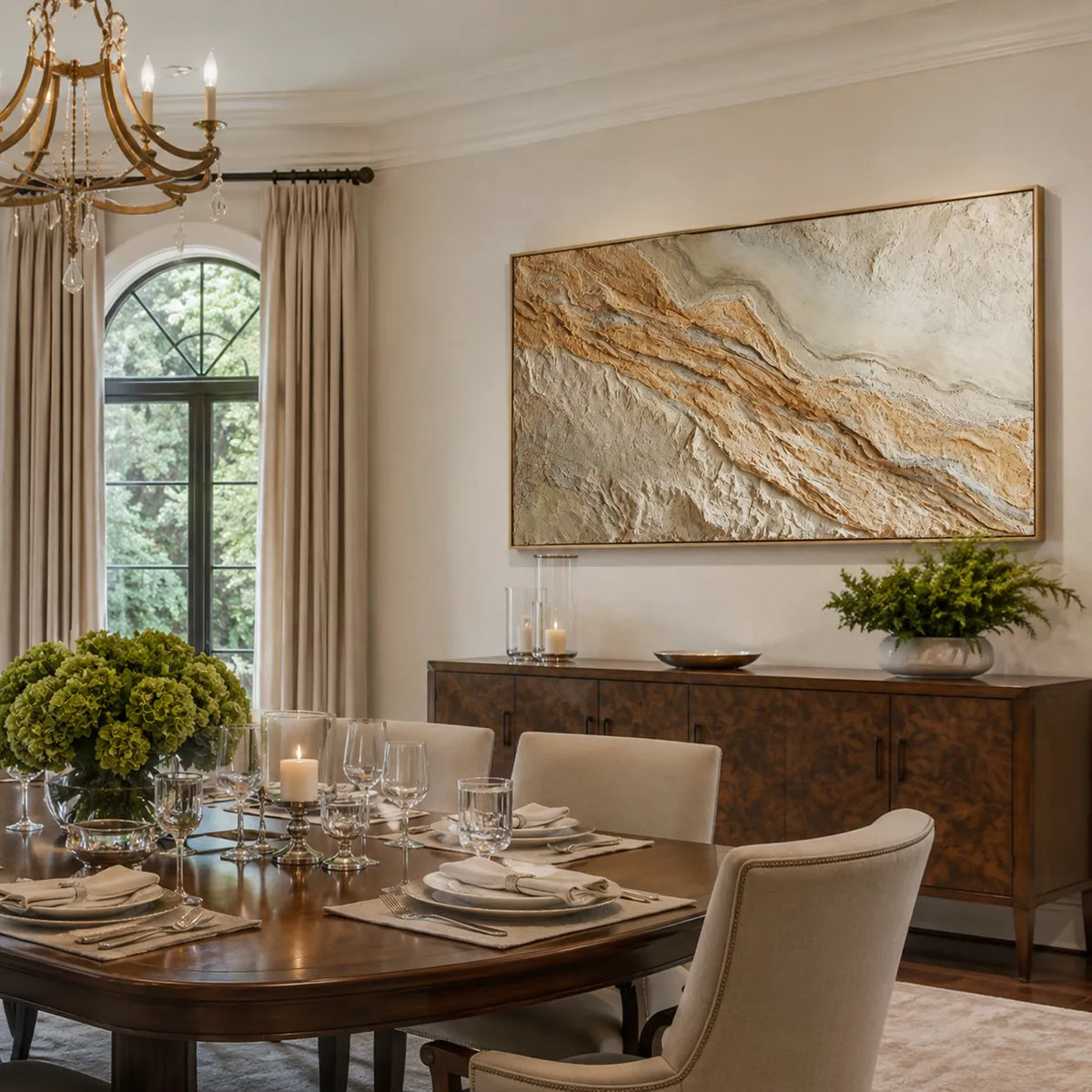 Beige Textured Wall Art for Living Room, Organic Wabi Sabi Abstract Landscape #OGKK7MTG