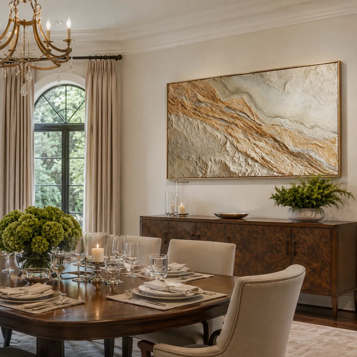 Beige Textured Wall Art for Living Room, Organic Wabi Sabi Abstract Landscape #OGKK7MTG