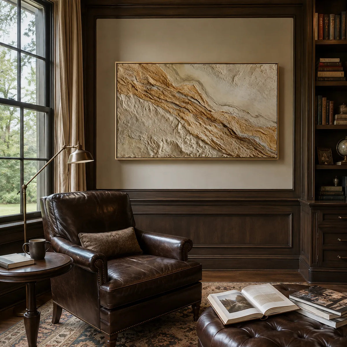Beige Textured Wall Art for Living Room, Organic Wabi Sabi Abstract Landscape #OGKK7MTG