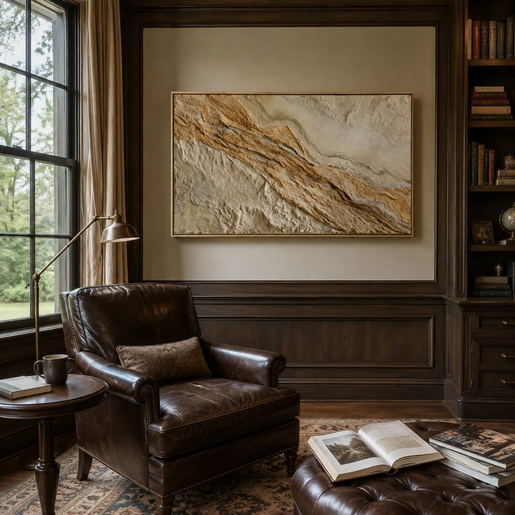 Beige Textured Wall Art for Living Room, Organic Wabi Sabi Abstract Landscape #OGKK7MTG