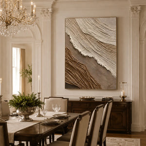 Beige & Warm Brown Textured Wall Art for Bedroom, Organic Wabi Sabi Abstract Painting #34GYWE4F