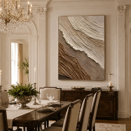 Beige & Warm Brown Textured Wall Art for Bedroom, Organic Wabi Sabi Abstract Painting #34GYWE4F
