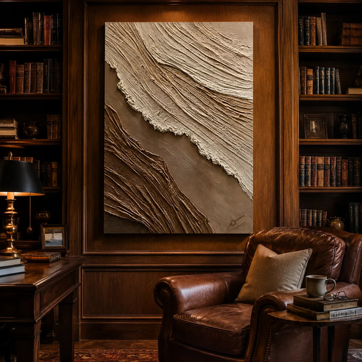 Beige & Warm Brown Textured Wall Art for Bedroom, Organic Wabi Sabi Abstract Painting #34GYWE4F