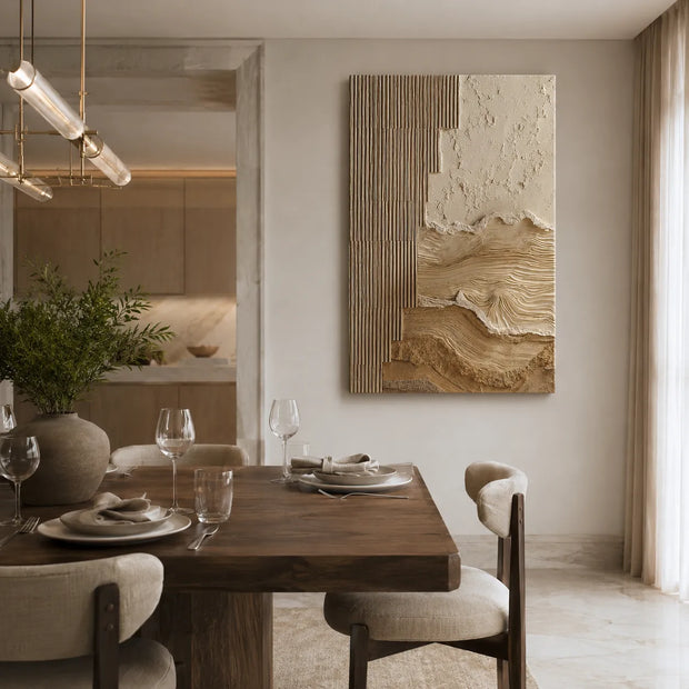 Beige Textured Wall Art for Entryway, Organic Wabi Sabi Abstract Painting #H1EAKTNS