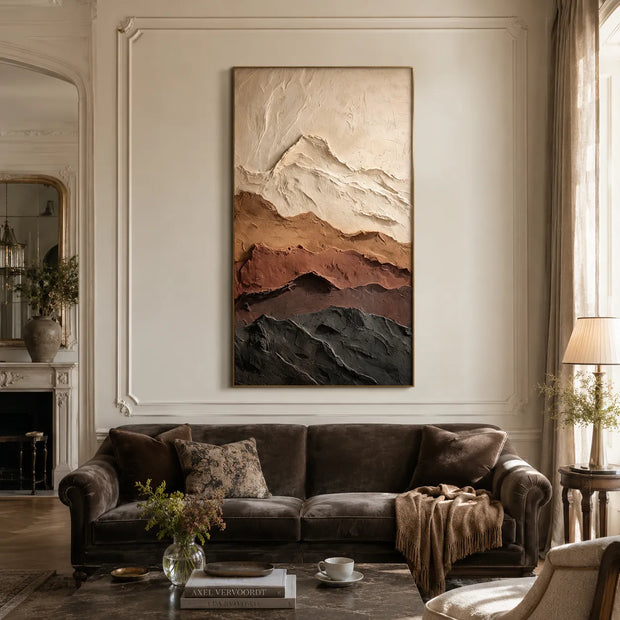 Earth Tone Textured Mountain Wall Art for Living Room, Wabi Sabi Abstract Landscape Painting #OCBT1ZFZ