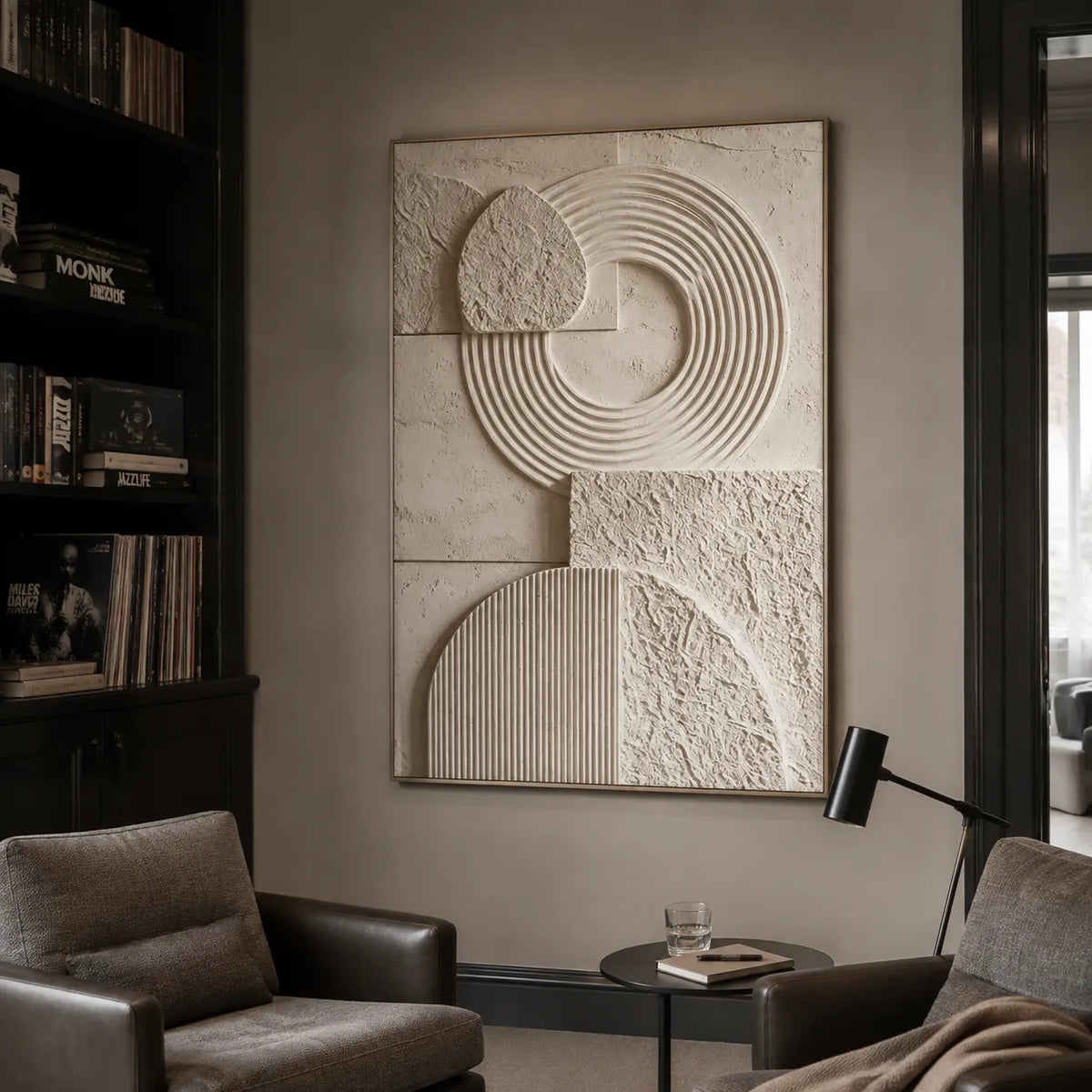 Warm Beige Geometric Textured Wall Art for Modern Living Room #CSQMAZV1