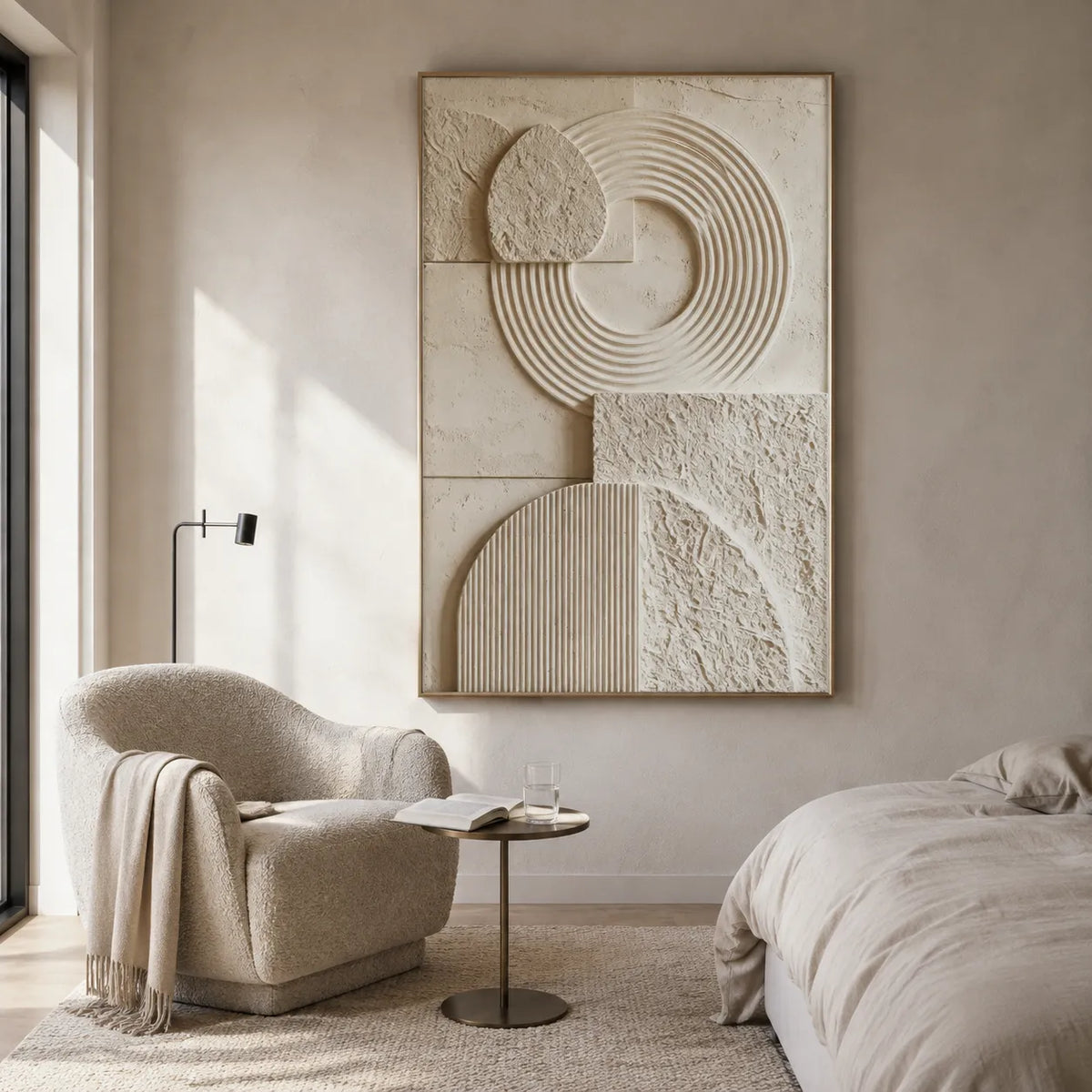 Warm Beige Geometric Textured Wall Art for Modern Living Room #CSQMAZV1