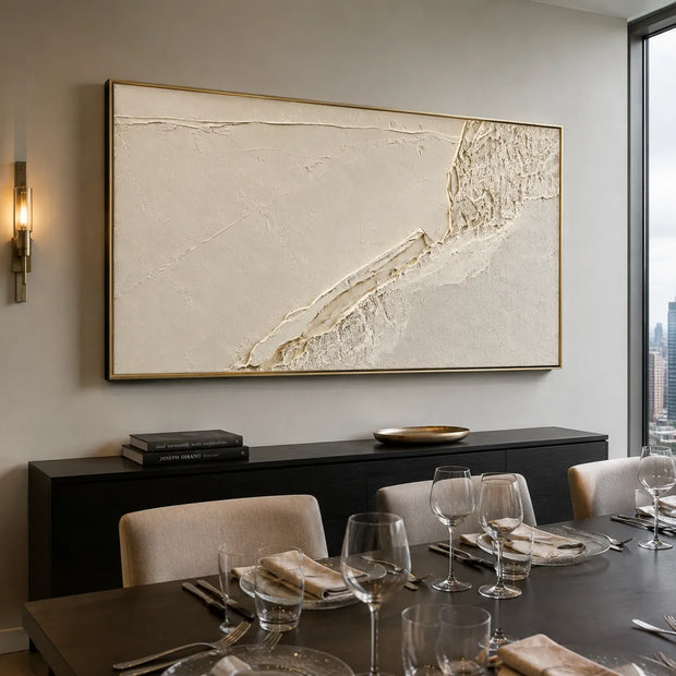 Warm Greige Wabi-Sabi Textured Abstract Wall Art for Living Room #XAJ8GXFX