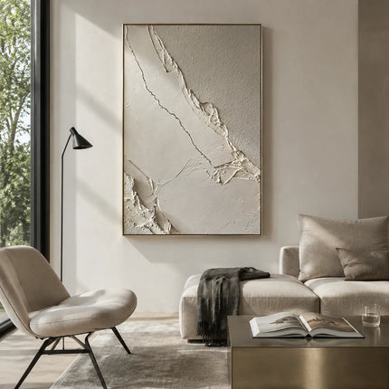 Warm Gray Textured Abstract Wall Art for Minimalist Living Room #EWMCOKKV
