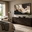 Ivory and Charcoal Textured Abstract Wall Art for Living Room, Layered Organic Forms #K2TUTPK4