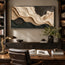 Ivory and Charcoal Textured Abstract Wall Art for Living Room, Layered Organic Forms #K2TUTPK4