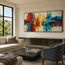 Red, Blue and Yellow Textured Abstract Art for Living Room #PHC64ZOR