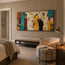Ivory and Teal Textured Abstract Art for Living Room #6EZTLSJF