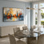 Orange and Blue Textured Cityscape Art for Living Room #PU355OXZ