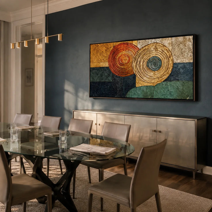 Teal and Gold Textured Geometric Art for Living Room #O7NQYGOU