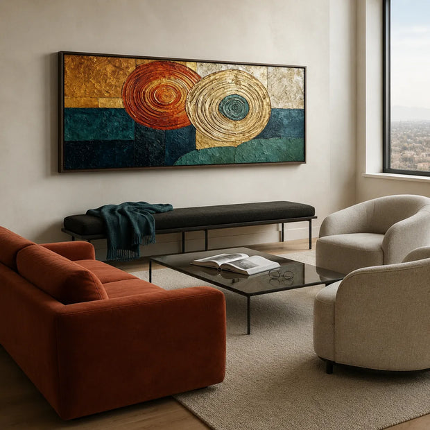 Teal and Gold Textured Geometric Art for Living Room #O7NQYGOU