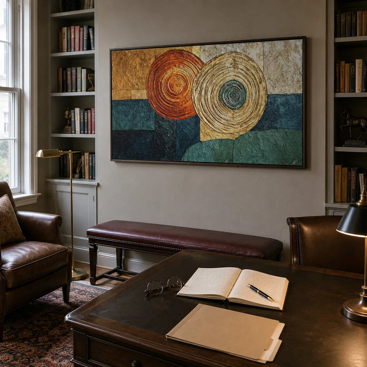 Teal and Gold Textured Geometric Art for Living Room #O7NQYGOU