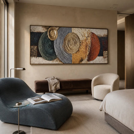 Gold and Gray Textured Geometric Wall Art for Living Room #H7O2810G