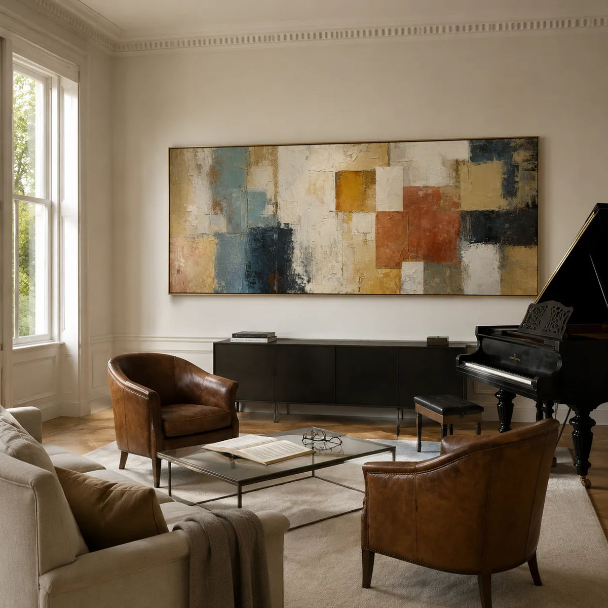 Ivory and Terracotta Textured Abstract Art for Living Room #2XPGRLKS