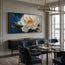 White and Navy Monet-Inspired Hand-Painted Art Textured Floral Art for Living Room #B1SB4E5M