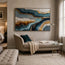 Teal and Gold Textured Abstract Art for Living Room #UCW2NNTI