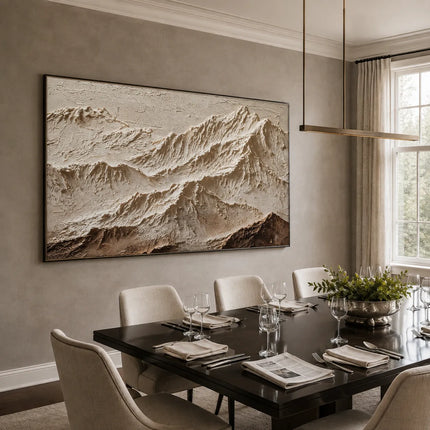 Neutral White Textured Mountain Art for Living Room #E4NYNKVD