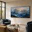Blue and Gold Textured Mountain Art for Living Room #H2DSNB3U