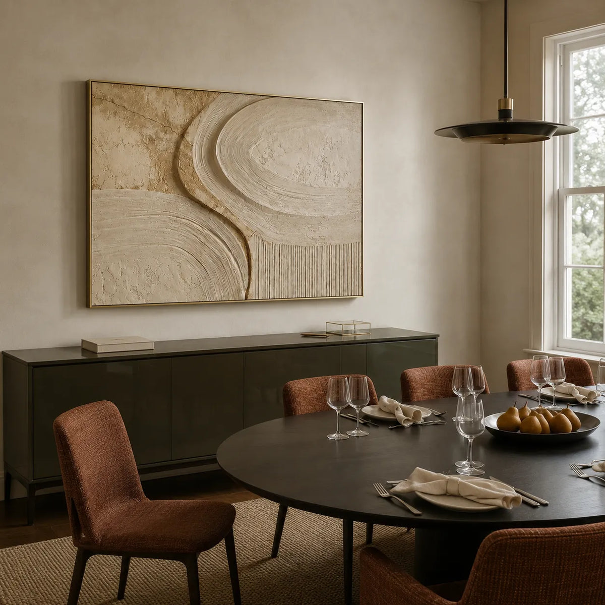 Warm Ivory Geometric Textured Wall Art for Living Room #ETYYEX1Q