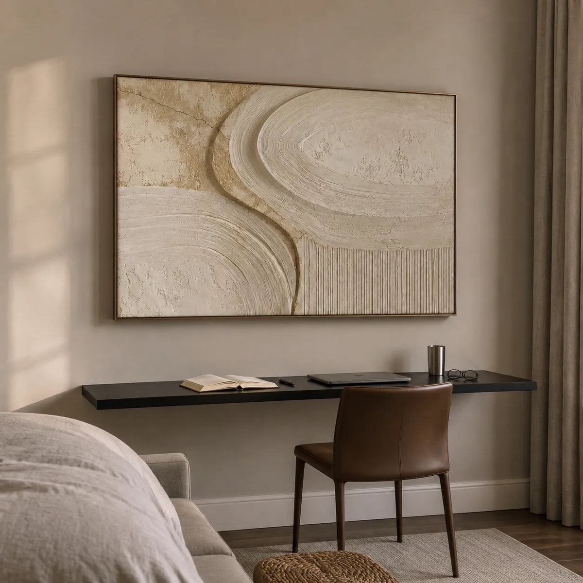 Warm Ivory Geometric Textured Wall Art for Living Room #ETYYEX1Q