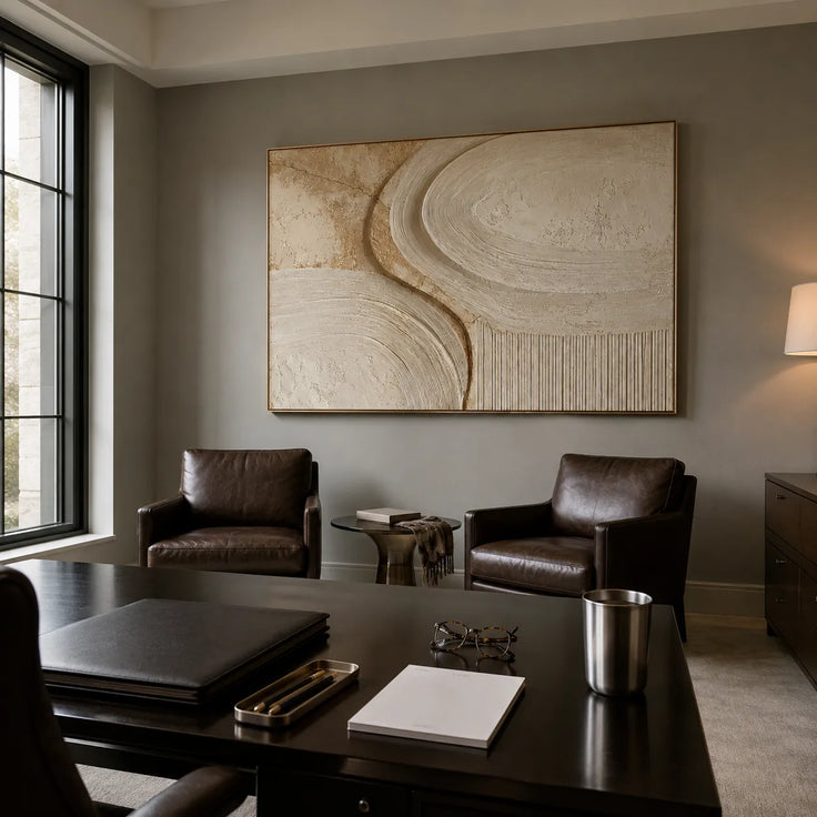 Warm Ivory Geometric Textured Wall Art for Living Room #ETYYEX1Q