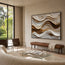 Warm Ivory Textured Wave Wall Art for Modern Living Room #ZCMNQAEB