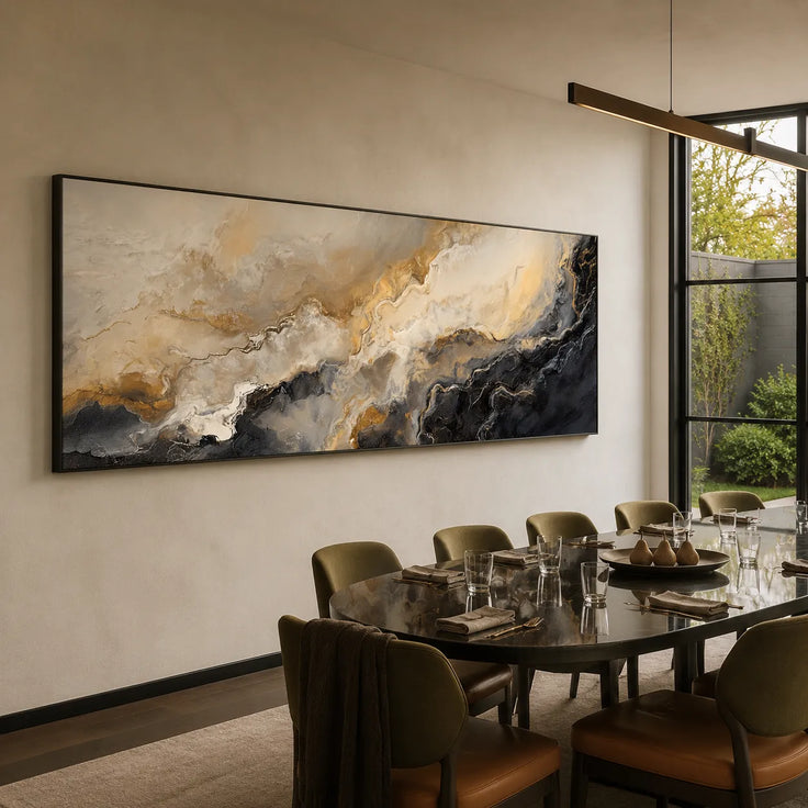Beige and Charcoal Abstract Landscape Art for Living Room #57MZTE4P