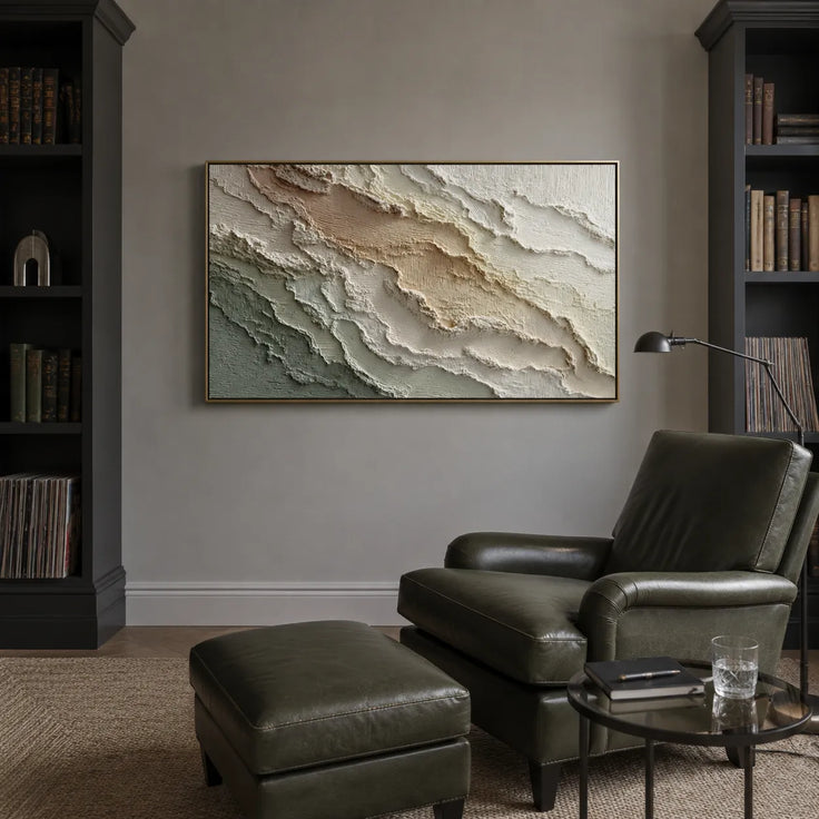 Warm Ivory Layered Textured Wall Art for Living Room #DFXCADI1