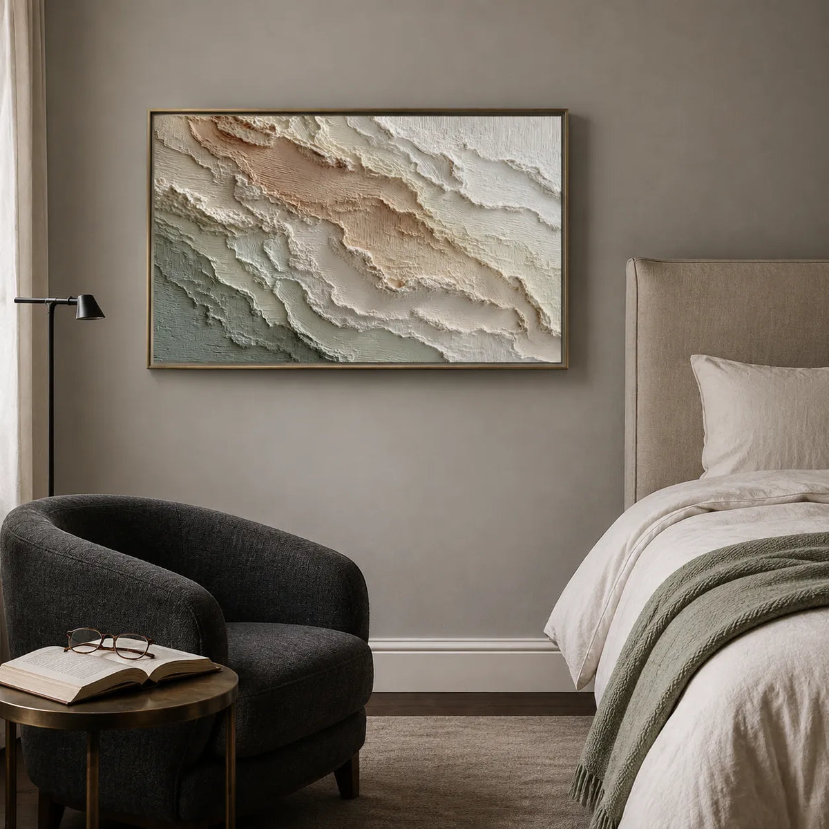 Warm Ivory Layered Textured Wall Art for Living Room #DFXCADI1
