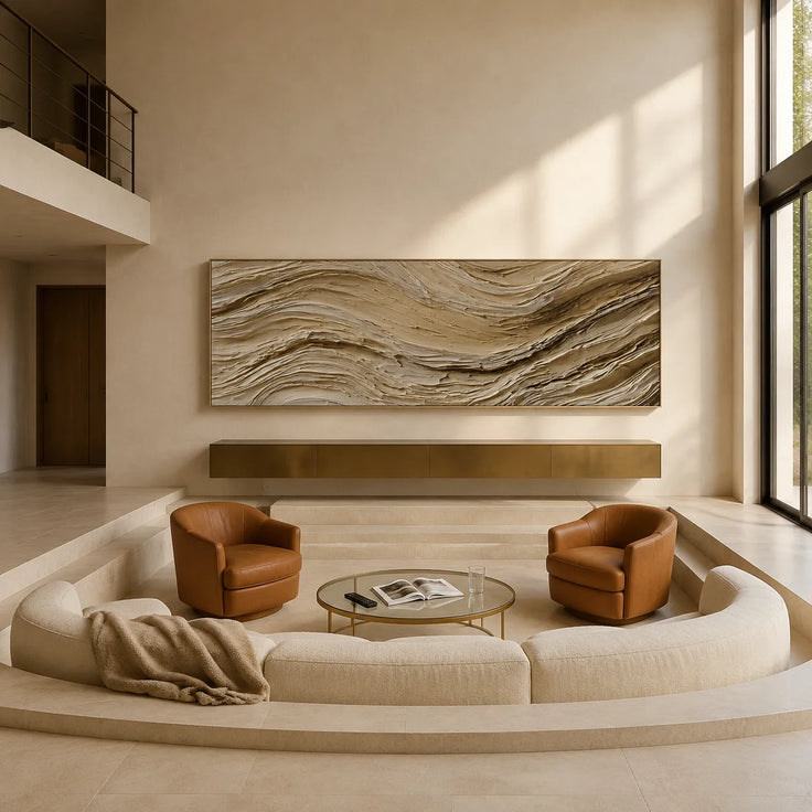 Neutral Beige Textured Wall Art for Living Room, Organic Wabi Sabi Abstract Painting #WYN9C7BI